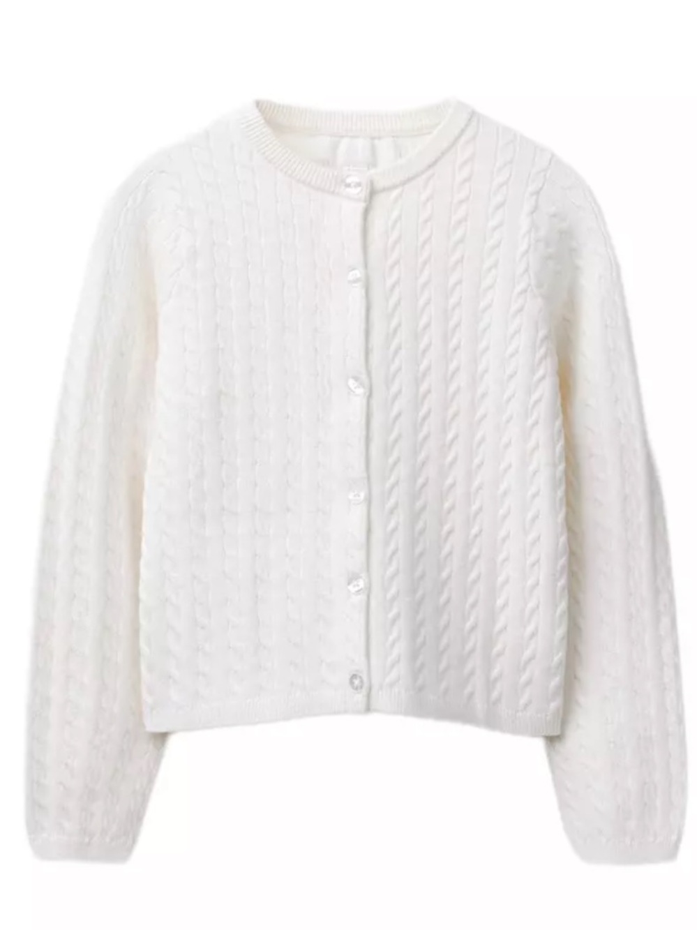 Zara Cream Cable Knit Button-Front Cardigan